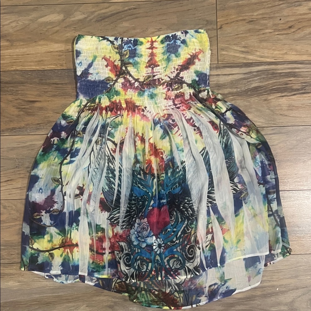 Colorful Strapless Dress with Heart Design - Picture 4 of 5